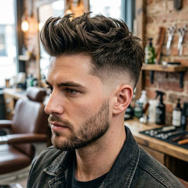 Full Textured Quiff with Low Skin Fade