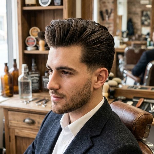 Messy Quiff with Taper Fade
