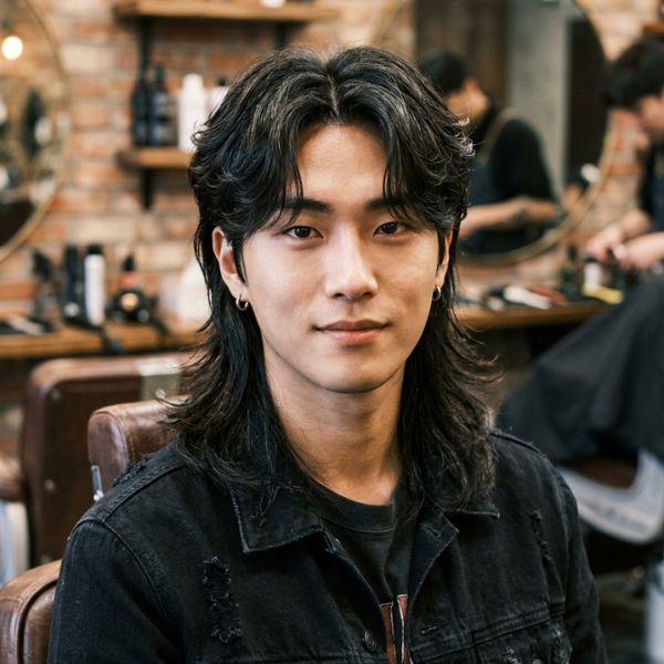 Middle Part Korean Mullet