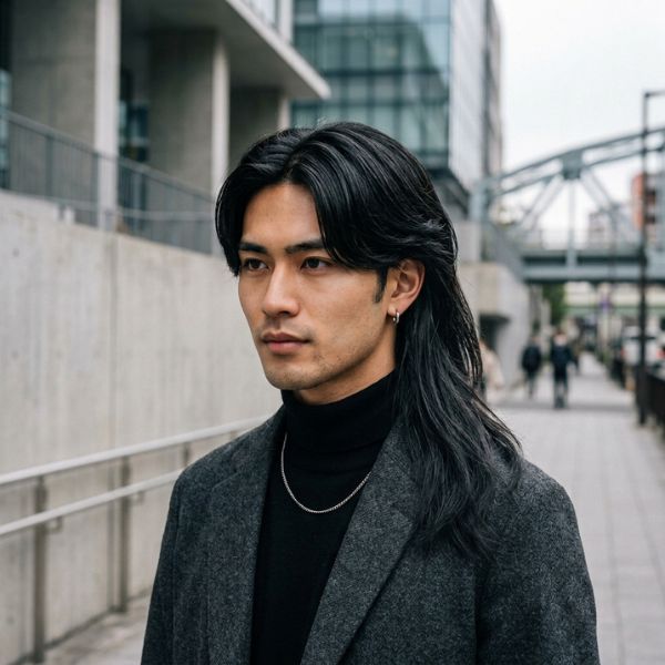 Middle Part Mullet Asian