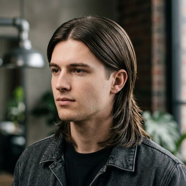 Middle Part Mullet Straight Hair