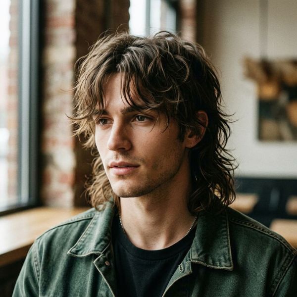 Middle Part Shaggy Mullet