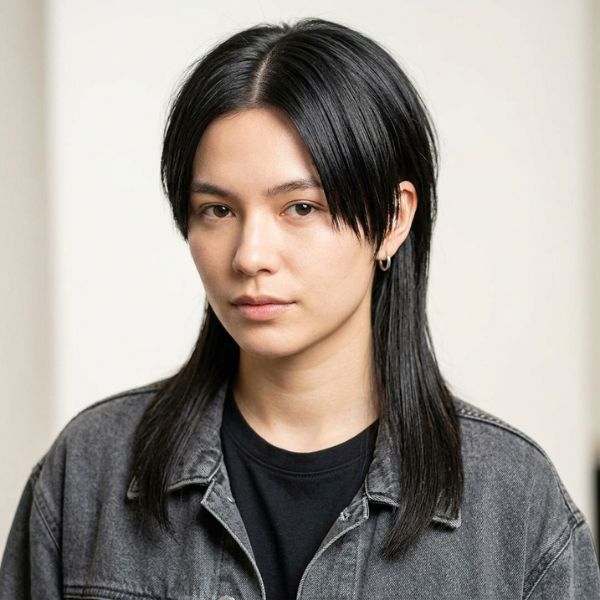 Middle Part Straight Mullet