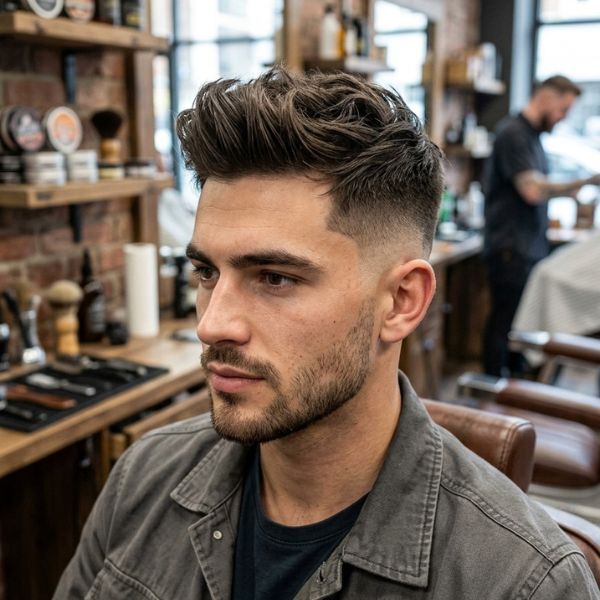 Natural Quiff with High Fade