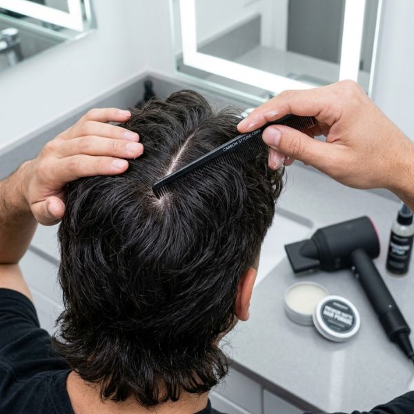 Styling Middle Part Mullet