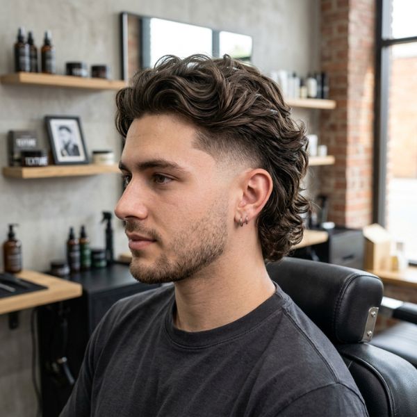 Wavy Modern Mullet Fade