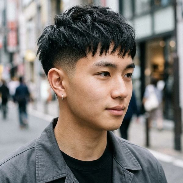 Asian Low Taper Fade Textured Crop