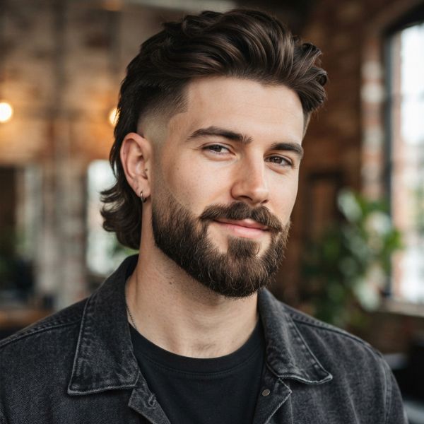 Beard Combo Contemporary Mullet Fade