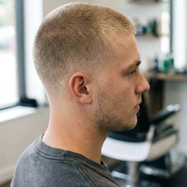 Blonde Low Taper Fade Buzz Cut