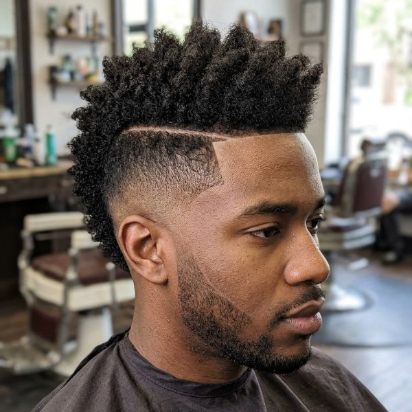 Burst Fade Mohawk with Hard Part