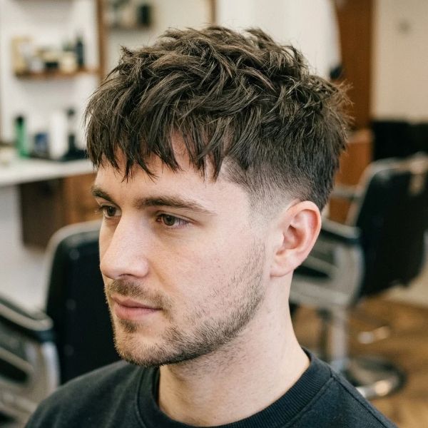 Long Textured Crop with Low Taper Fade