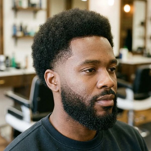 Low Taper Afro with Beard