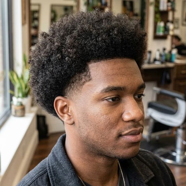 Low Taper Curly Fade Afro