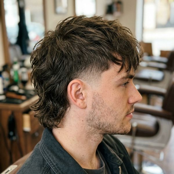 Low Taper Fade Modern Mullet Haircut Male