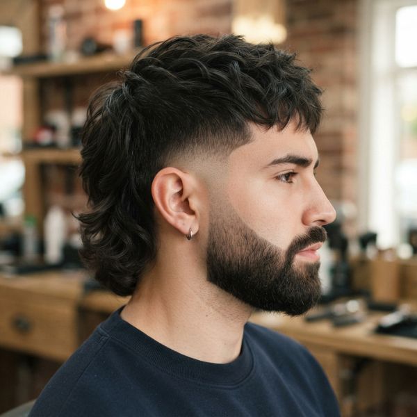  Low Taper Fade Mullet With Beard