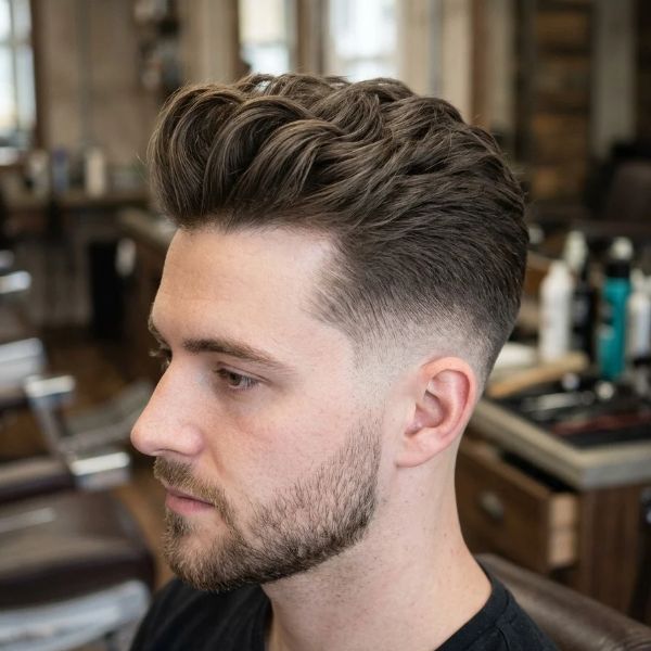 Low Taper Fade Quiff Haircut Male