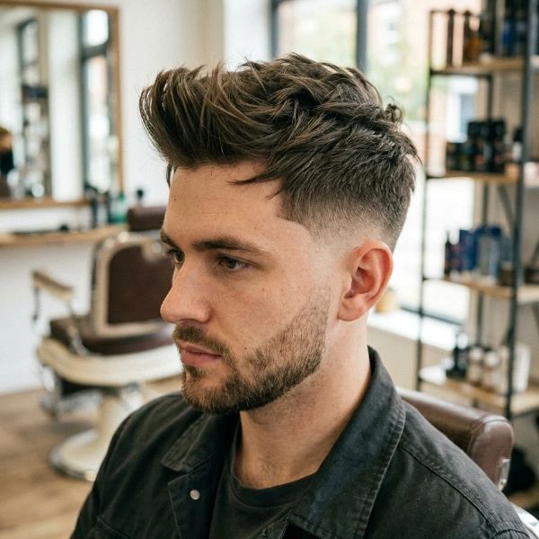 Low Taper Fade Quiff with Textured Top