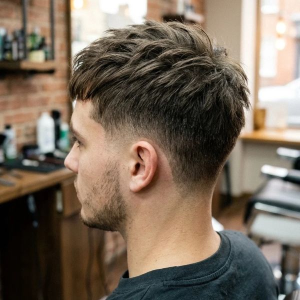 Low Taper Fade Textured Crop Haircut Short