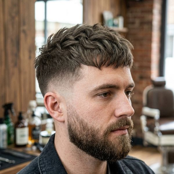 Low Taper Fade Textured Crop with Beard