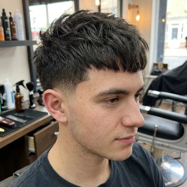 Low Taper Fade Textured Crop with Line Up