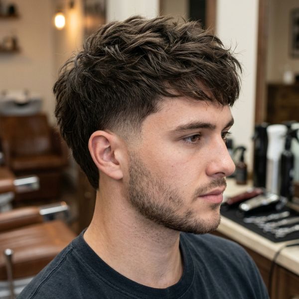 Low Taper Fade With Layered Textured Top