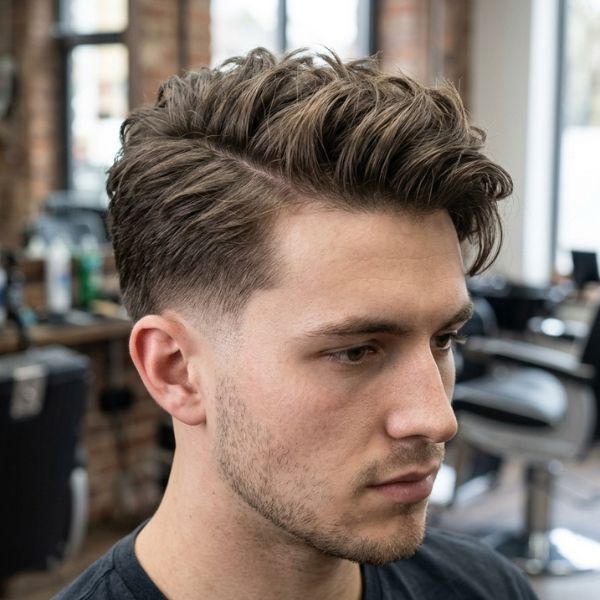 Low Taper Fade With Side-Swept Textured Top
