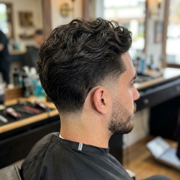Low Taper Fade With Wavy Textured Top