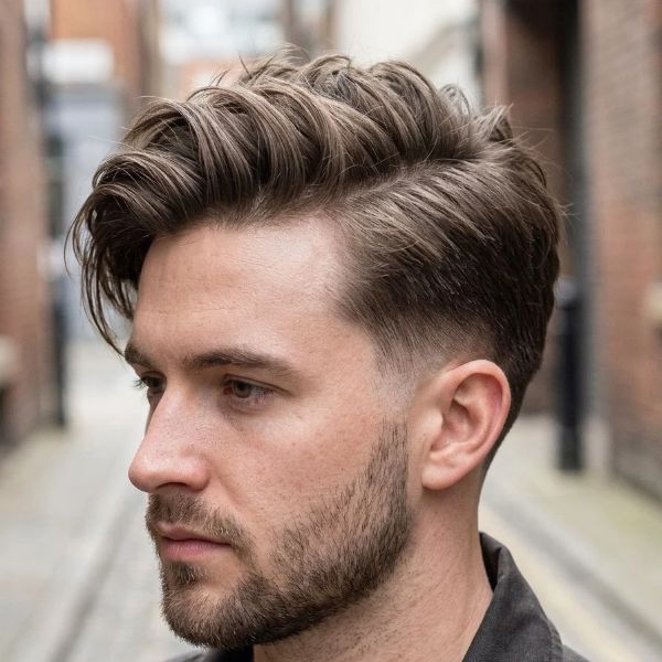 Low Taper Fade with Messy Comb Over