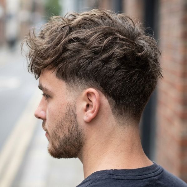 Low Taper Fade with Messy Hair