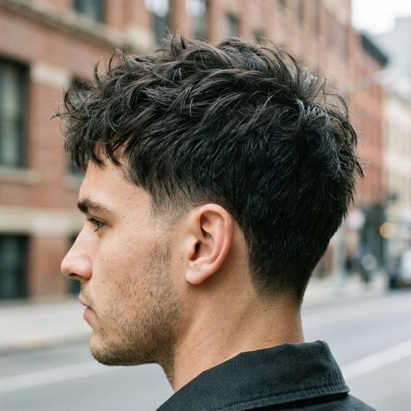 Low Taper Fade with Messy Short Hair