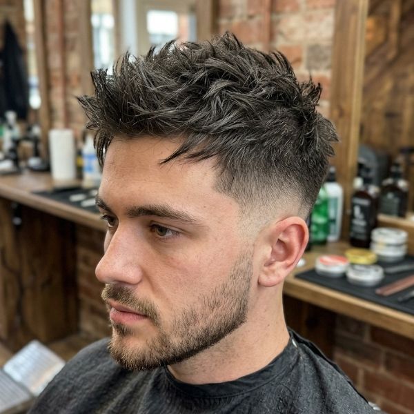 Low Taper Fade with Messy Spiky Hair