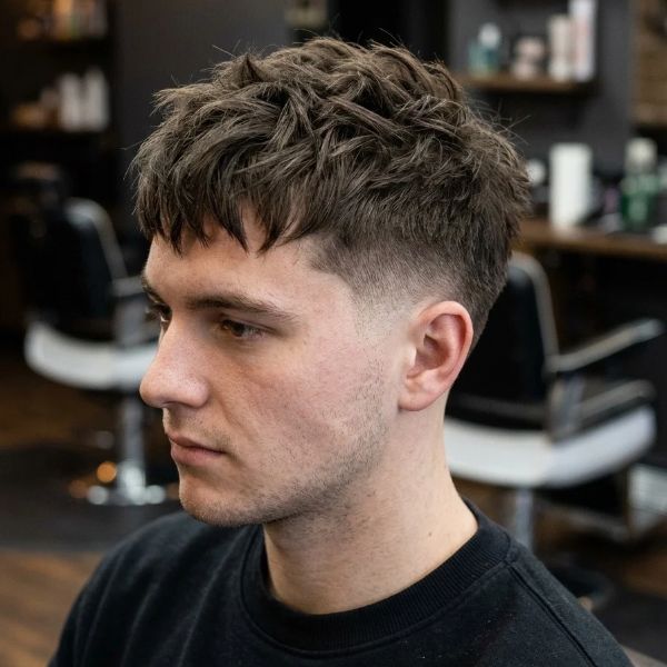 Messy Low Taper Fade Textured Crop Haircut
