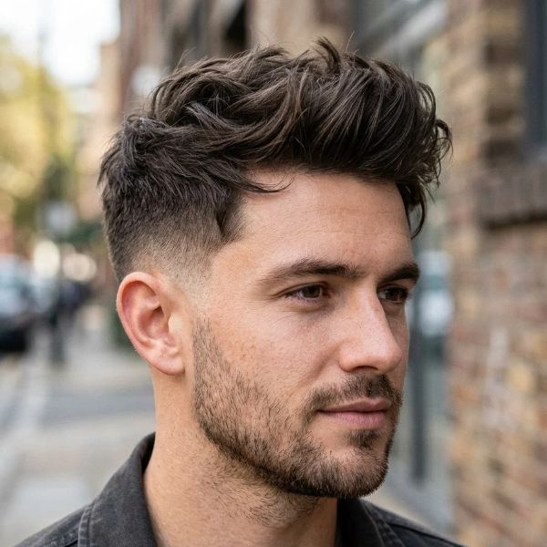 Messy Quiff with Taper Fade
