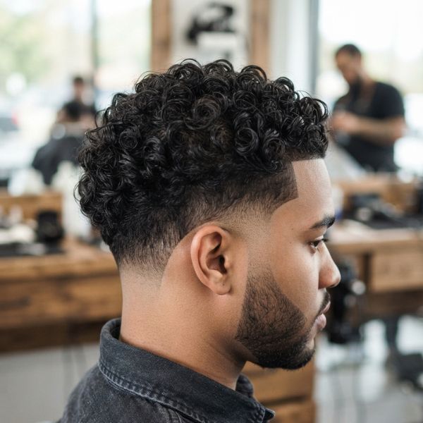 Mid Taper Fade Curly Hair