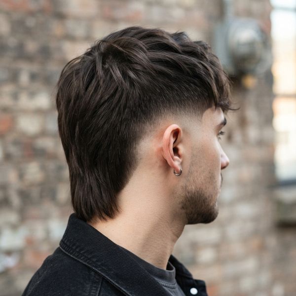 Modern Mullet Fade Straight Hair