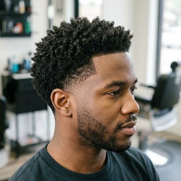 Natural Coils Low Taper Fade Black Haircut