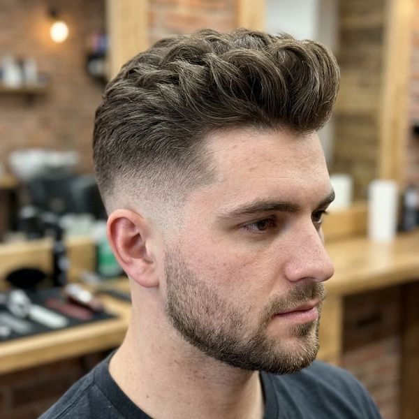 Natural Quiff with High Fade
