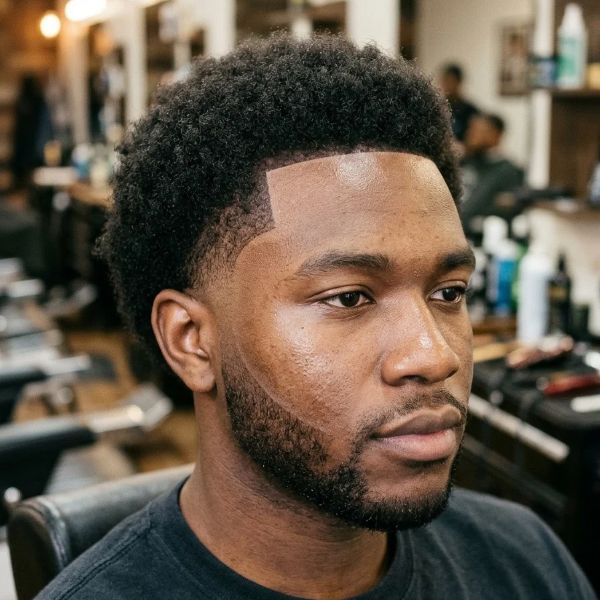 Taper Fade Afro with Line Up