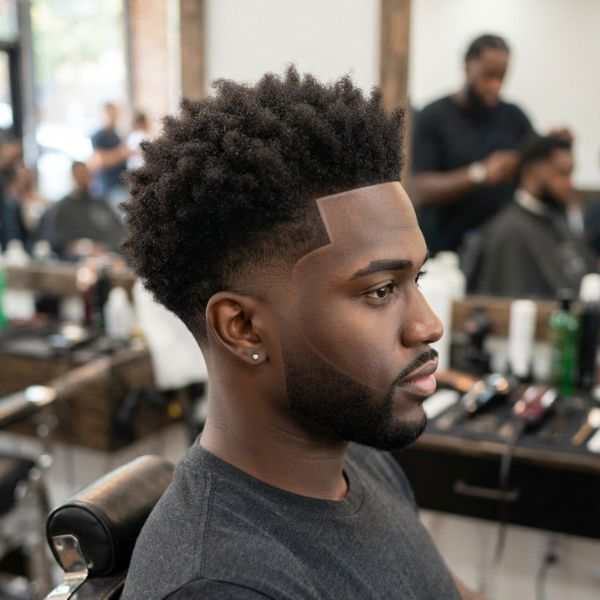 Taper Fade Afro with Line Up