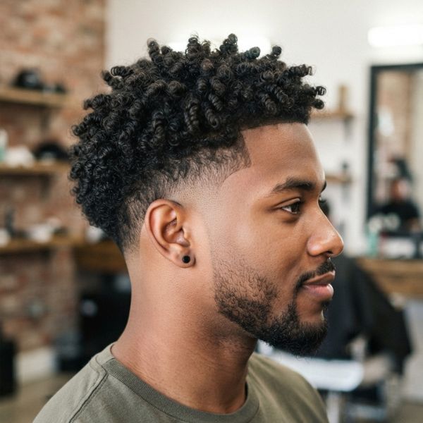 Taper Fade Afro with Sponge Curls