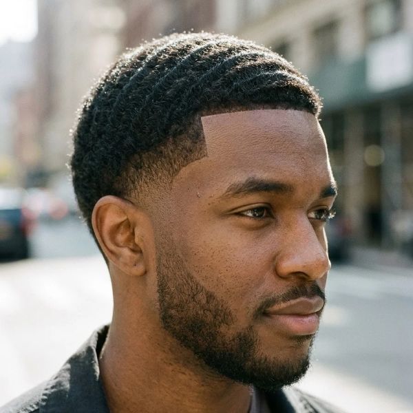 Taper Fade Afro with Waves