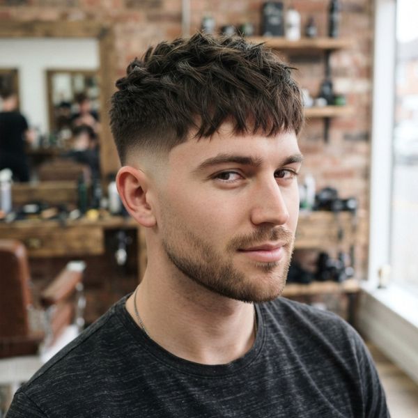  Textured Crop Fringe with Low Taper
