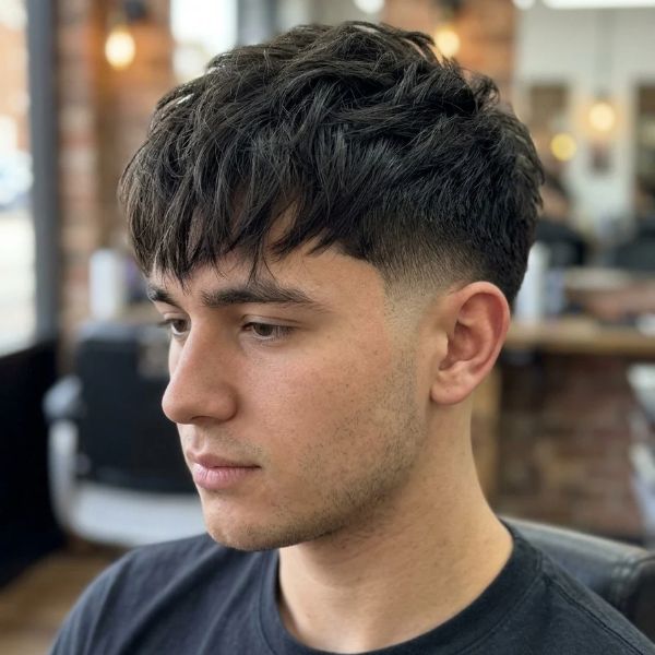 Textured Fringe Low Taper Fade