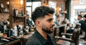low taper fade + textured top